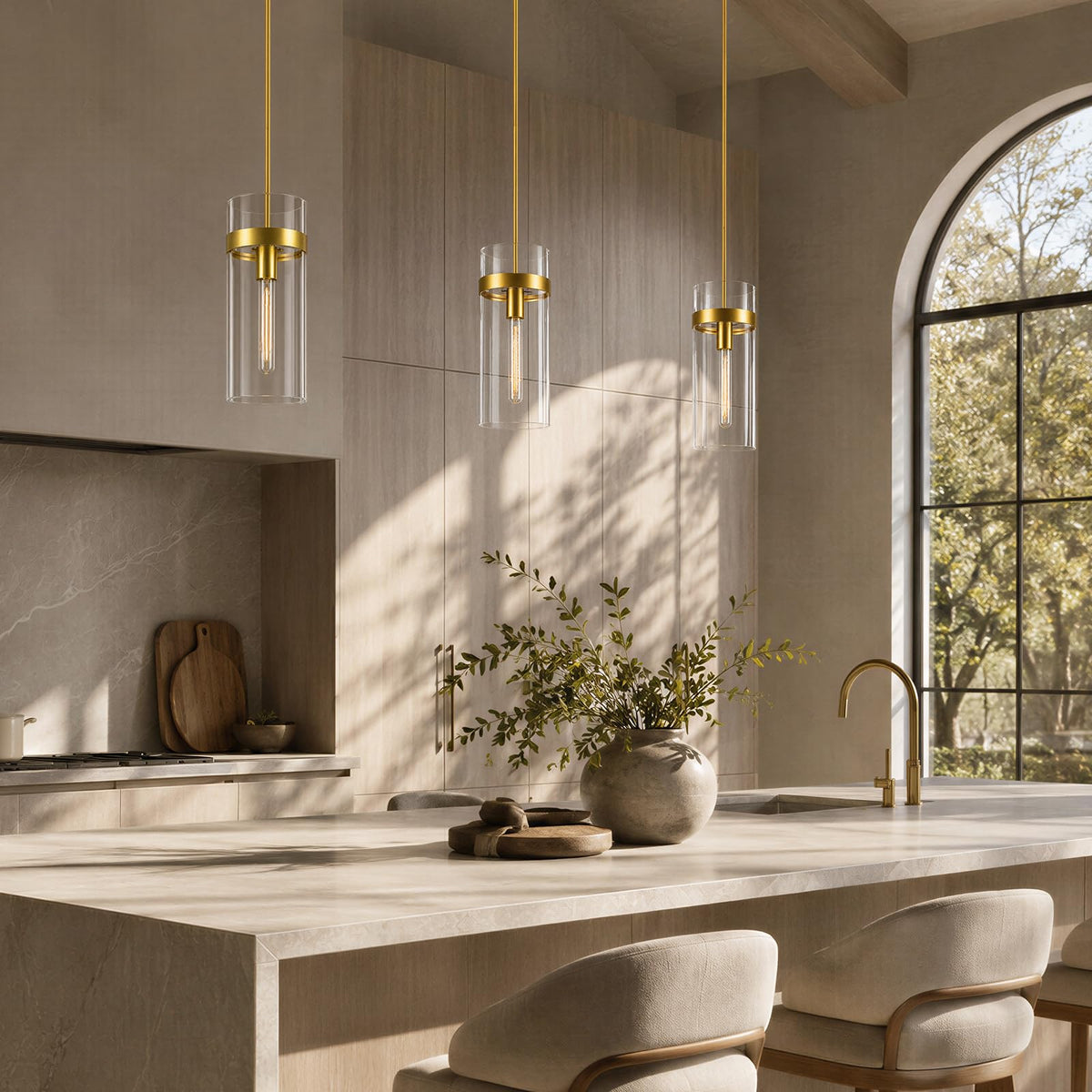 6 Inch Brass Pendant Lights Kitchen Island 2 Pc (Brass-6-IN-2PC)