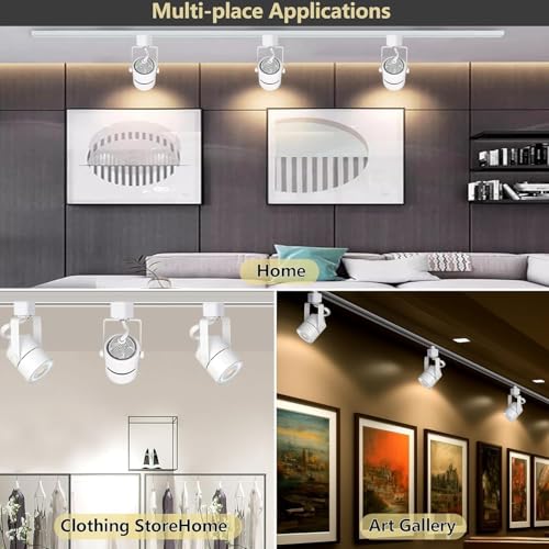 Track Lighting Kit with GU10 10W 3CCT H‑Type 13.12FT Rails White 12 Lights (White)