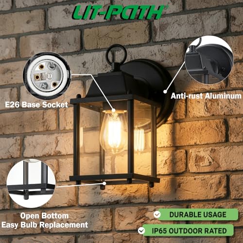 Outdoor Wall Light Fixture (Black / 2-pack)