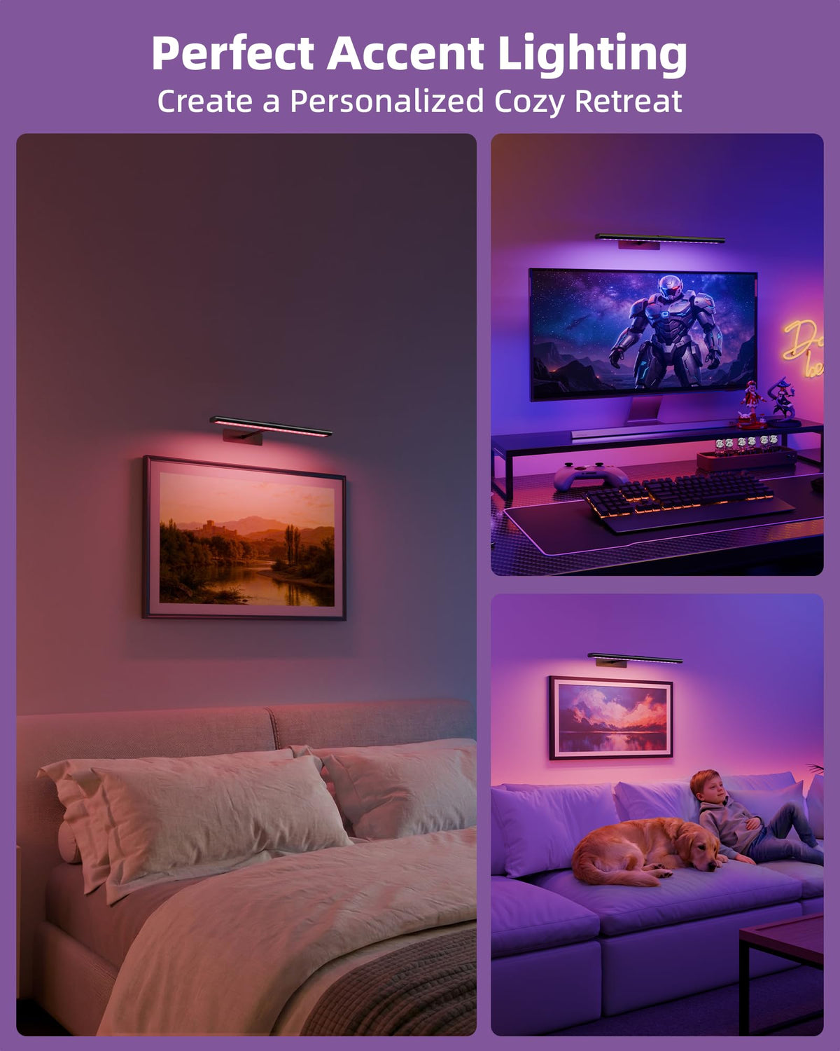 Picture Light for Wall (RGB-Black / 16inch)