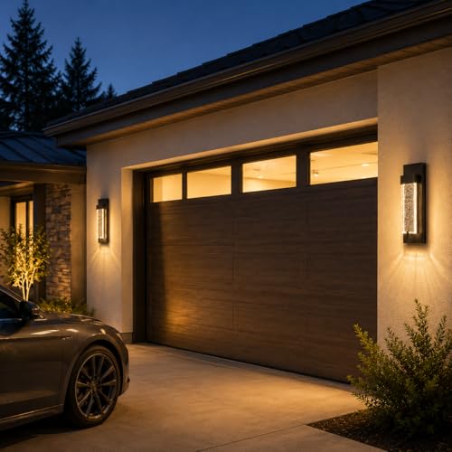 12" Bubble Glass Outdoor Wall Lights (Black-2 Pack)