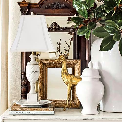 Square Cut Corner Lamp Shades Set of 2 (8 x 14 x 11 inches - 2 Pack / Cream)
