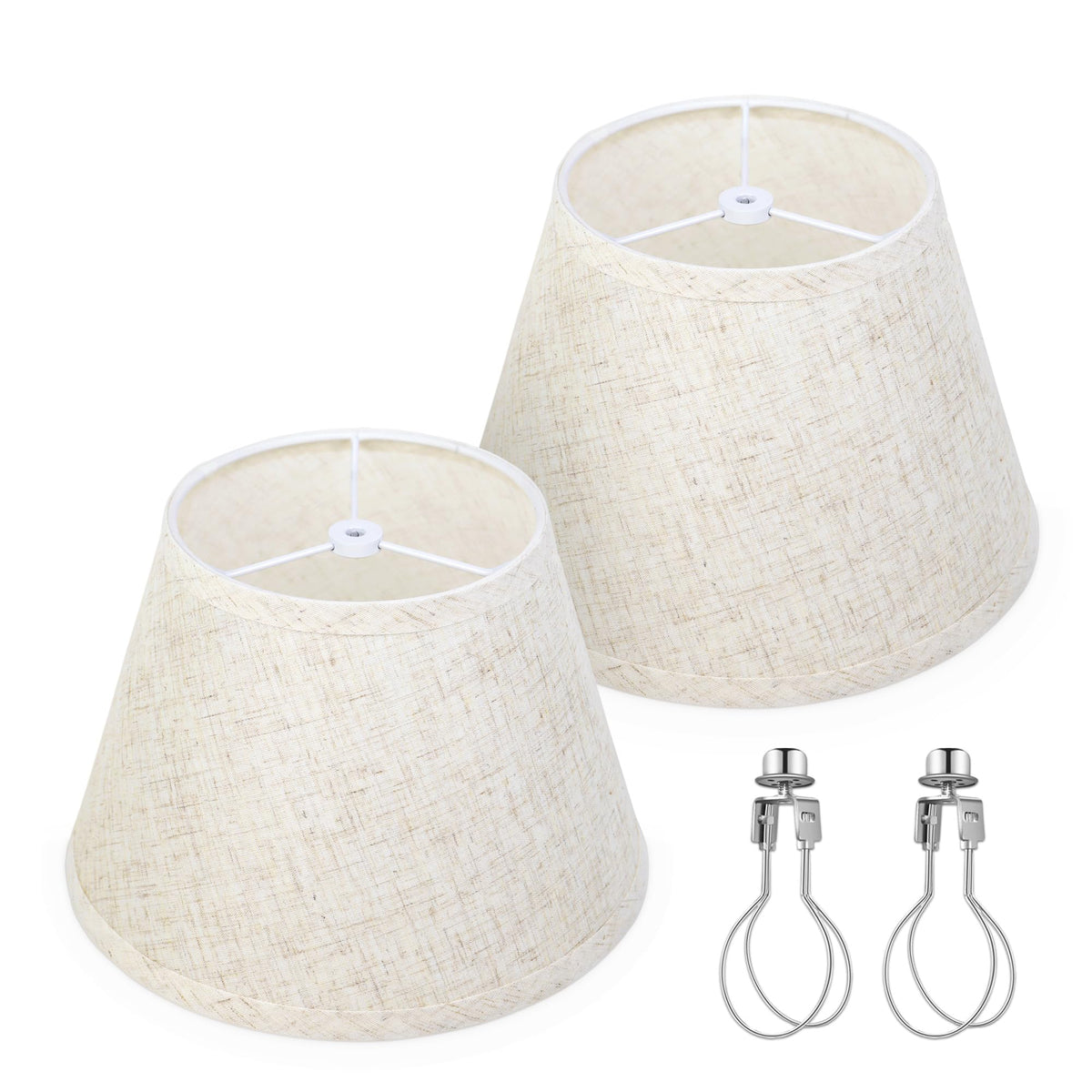 2 Small Lamp Shades for Table Lamps (Beige Linen)