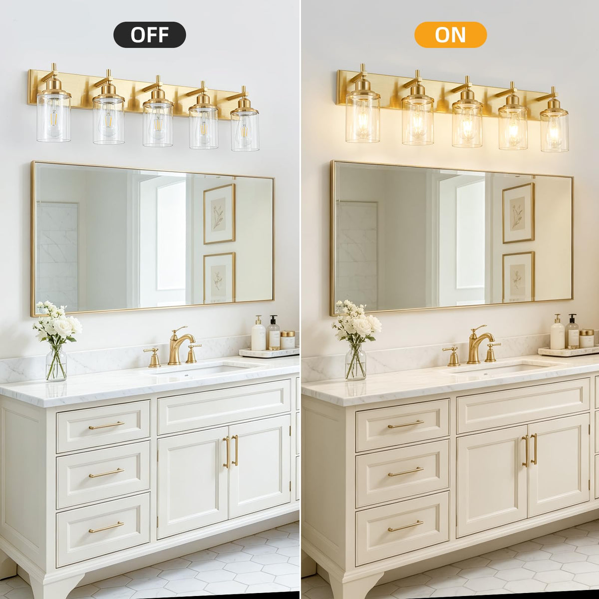 5 Light Modern Brushed Gold Bathroom Light Fixtures Over Mirror (Brushed Gold / 5-Light)