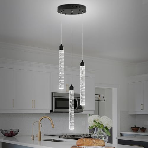 High Ceiling Crystal Staircase Chandelier Pendant Lights Modern Spiral Raindrop Dimmable LED Bubble Cluster Ceiling Hanging Lighting Fixture for Foyer Living Room Remote Control