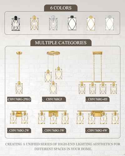 4 Light Kitchen Island Lighting (Gold, Clear Glass / 4-Light, 1 PACK)