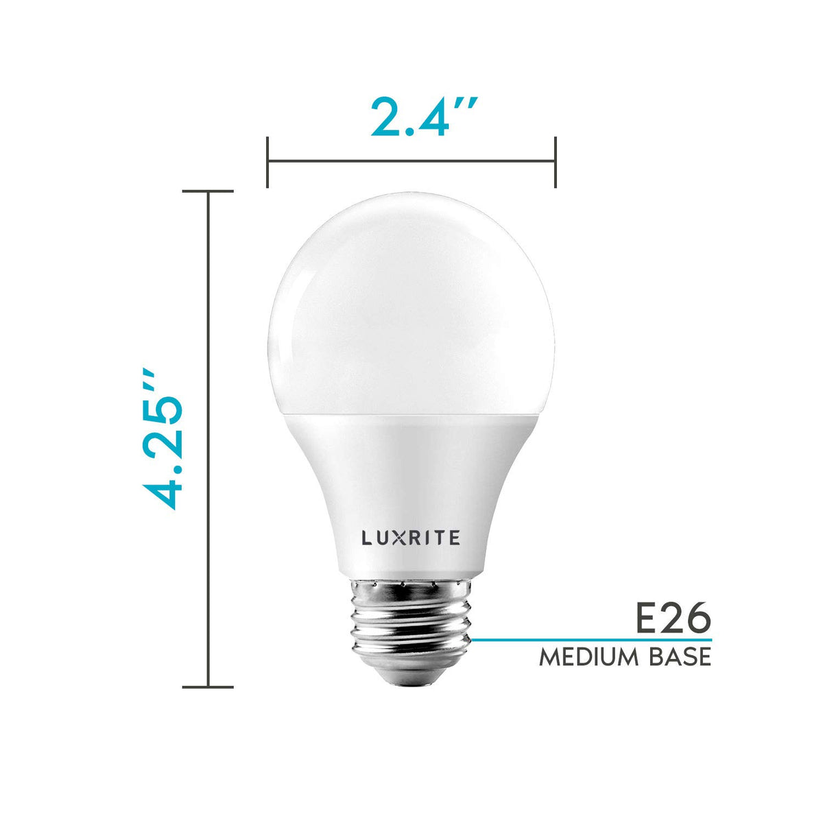 A19 LED Light Bulb 60W Equivalent 800LM 5000K Bright White (4 Count (Pack of 1) / 5000k (Bright White))