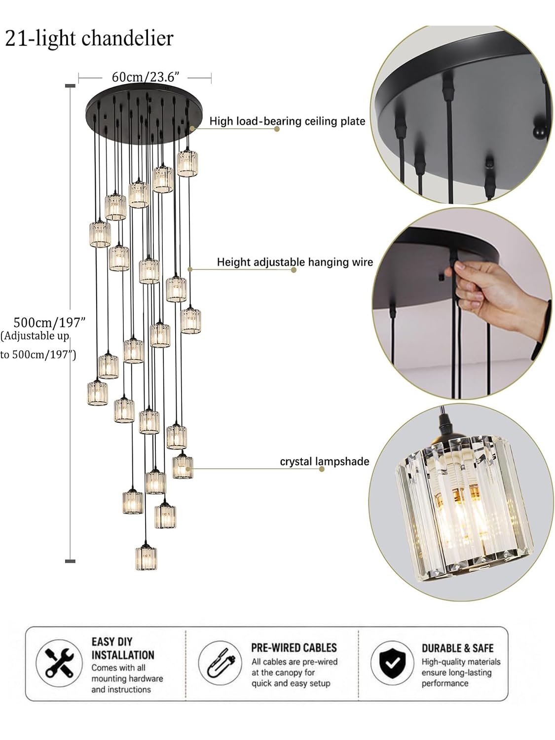 High Ceiling Chandelier 21 Lights (21 lights)