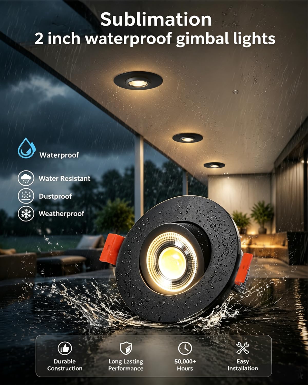 2 inch 5CCT Gimbal Led Recessed Lights (Black 5CCT / 2in 12pack)