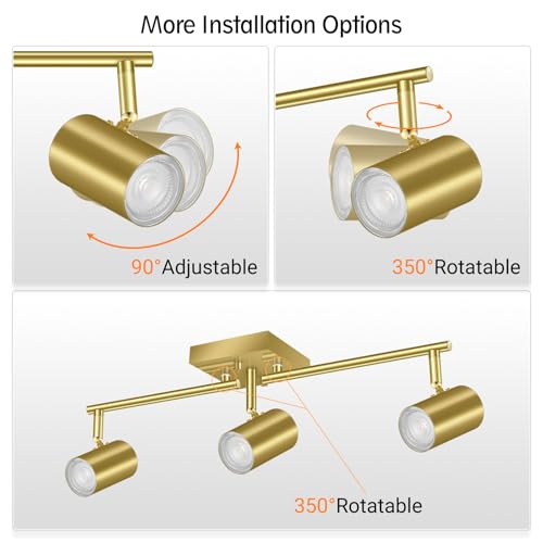 3 Light Track Lighting Fixtures Ceiling (3 light-gold)