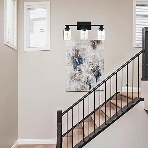 3 Light Bathroom Vanity Light Black with Rotatable Track Head (Black / 3-Light)