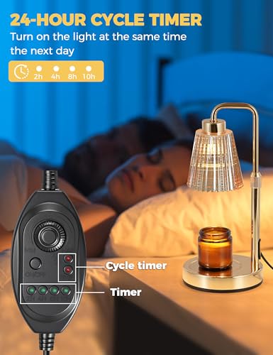Gold Candle Warmer Lamp with 24h Cycle Timer (Gold)