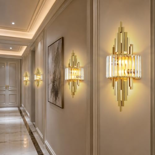 Gold Crystal Luxury Wall Sconces Mid (Gold Rectangular-1P)