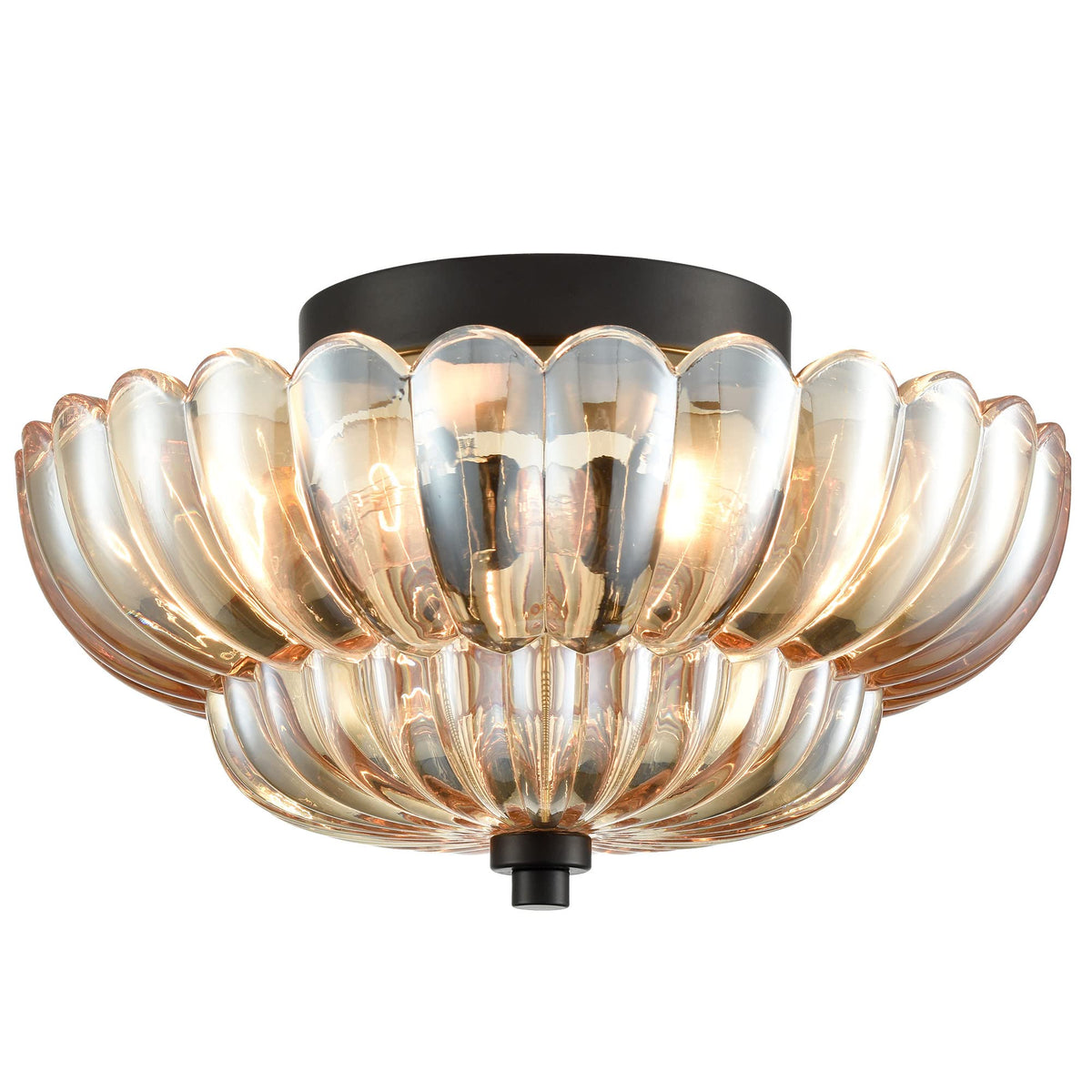 Modern Black Flush Mount Ceiling Light 3 (Black-amber glass)