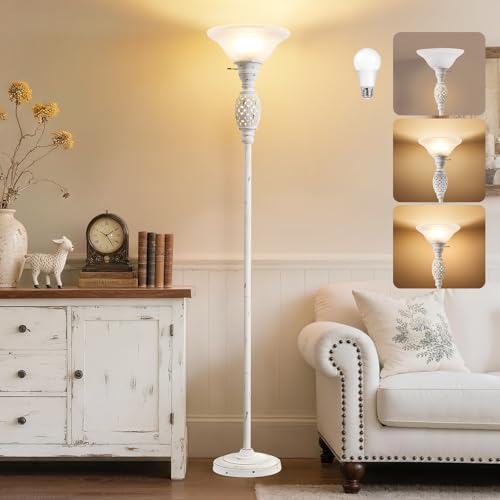 70" Floor Lamp for Living Room with Nightlight (White)