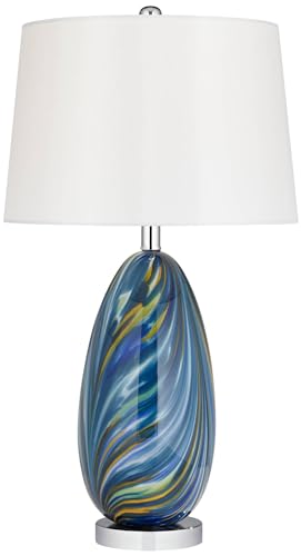 Pablo 27" Tall Table Lamp Blue Art Glass Table Top Dimmer Modern (Blue Art Glass - Table Top Dimmer Included)