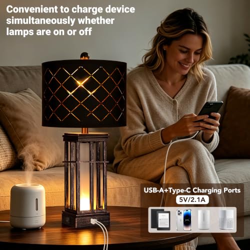 27" Modern Table Lamp with Nightlight