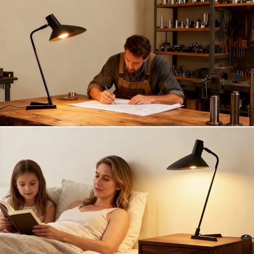 Industrial Desk Lamp Metal Modern Table Lamp 22" (Sand Black)