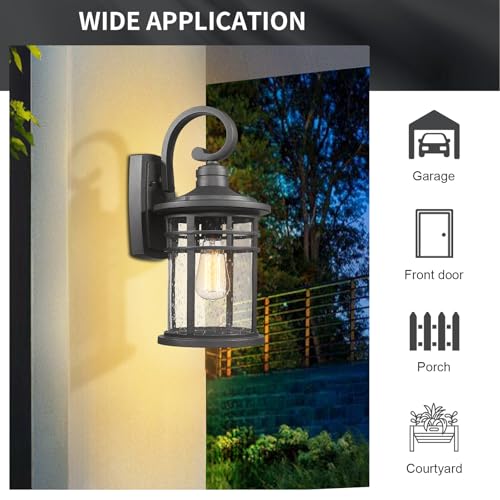 Outdoor Porch Lights Wall Mount Sconces Outdoor Lighting Waterproof Exterior Lantern for House Front Porch Patio Garage Doorway Garden (1 Pack Clear Glass / Large)