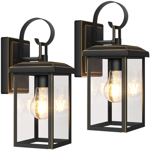 2 Pack Outdoor Wall Light Fixtures (Bronze / 12.8")
