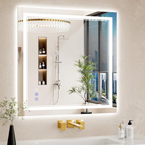 30"x30" LED Bathroom Mirror with Lights (30"L x 30"W)