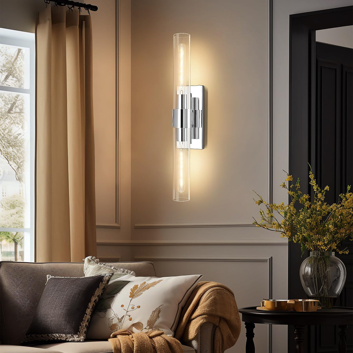 Brass Bathroom Vanity Wall Sconces (Nickle-Warm / 22.8"-2 Packs)