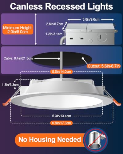 Smart Recessed Lighting 6 Inch (White - 12 Pack / 6 Inch)