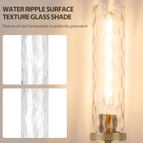 15" Knurled‑Craft Hardwired Brass Wall Sconce (Brass-Water Ripples / 15″-1 Pack)