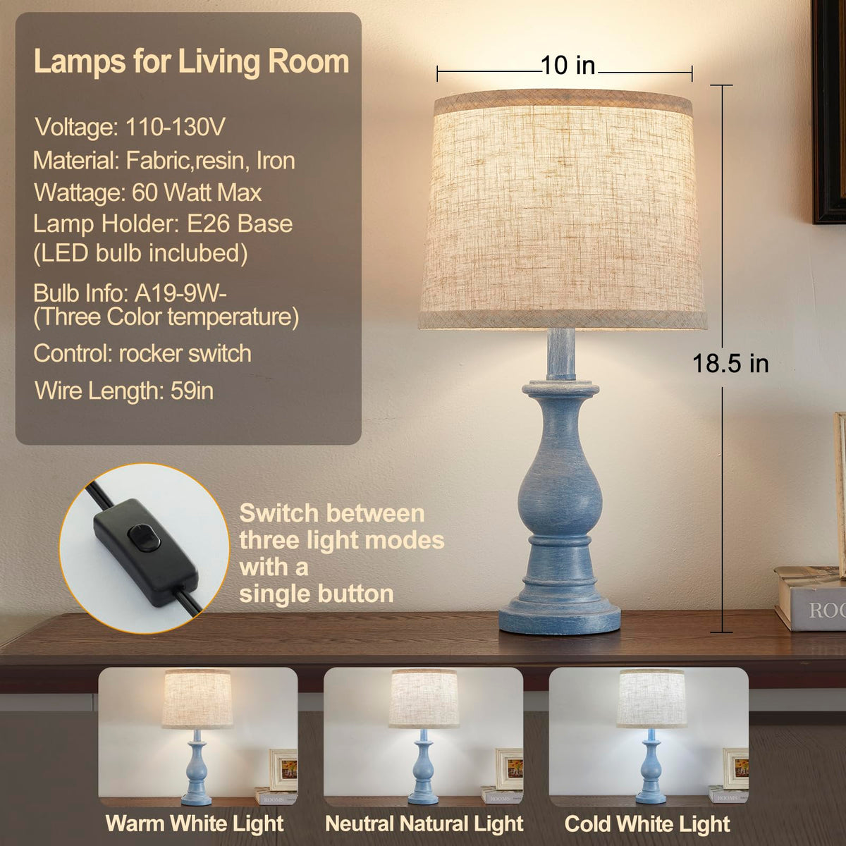 Table Lamps Set of 2 (Blue)
