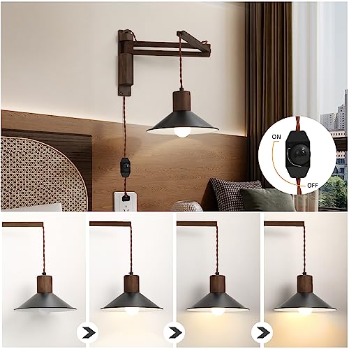 Plug in Wall Lamp (Black Wood)