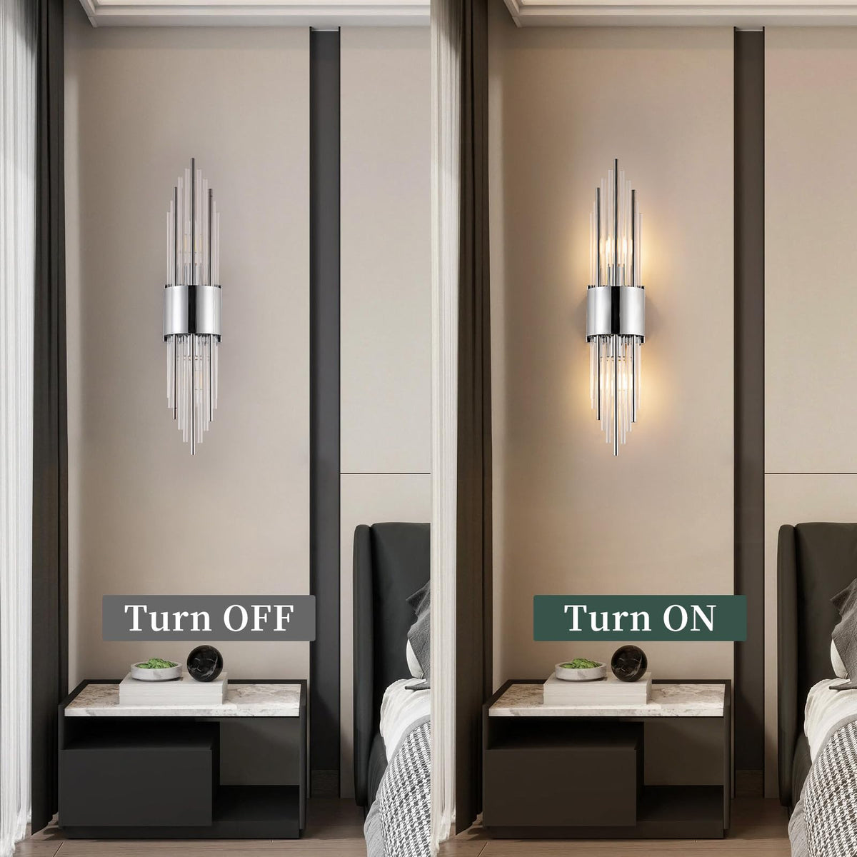Battery Operated Wall Sconce Set of 2 (Silver 2-pack)