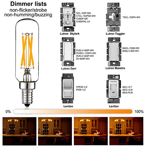 E12 T6 Candelabra Light Bulbs 60 Watt (Warm White 2700k 6w)