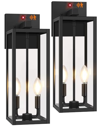 2 Pack 18” Large Upgraded Motion Sensor Outdoor Wall Lights (Black / 18in)