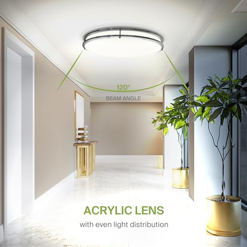 LED 24" Oval Flush Mount Lighting (Brushed Nickel)