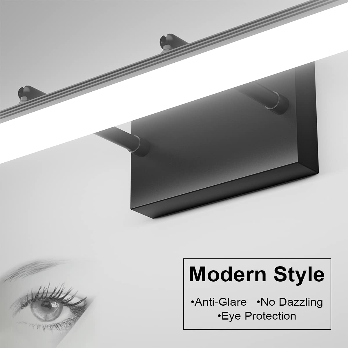 24 inch Black LED Vanity Light Adjustable Modern Bathroom Vanity Light Fixtures Over Mirror 5500K (Black / 23.6 in)