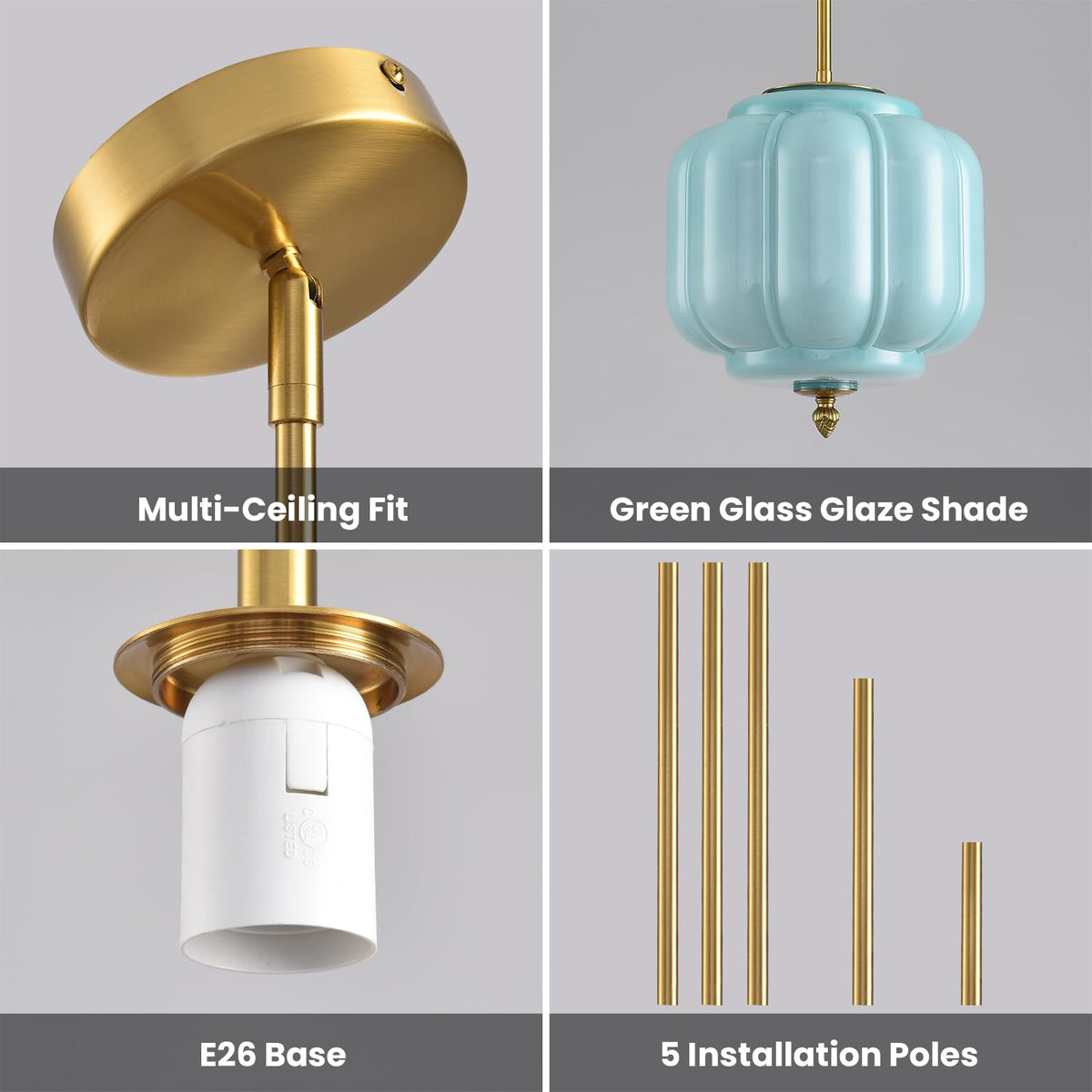 Vintage Blue Glass Pendant Lights 9.8 Inch Mid Century Modern Hanging Ceiling Light (Blue-1 Pack / 9.8 inch)