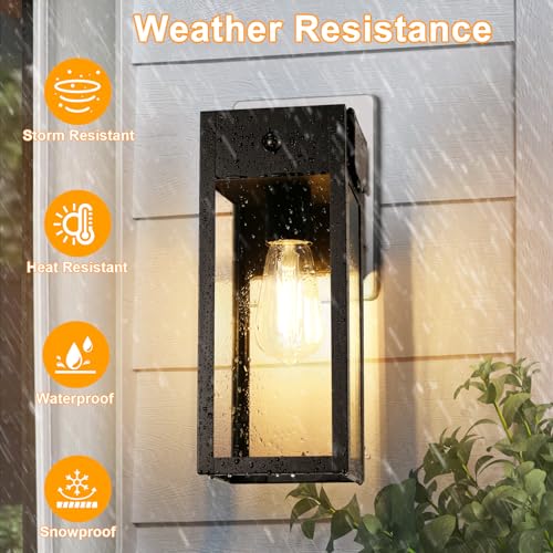 Porch Lights with GFCI Outlet (Black / 11.88" (1-Pack))