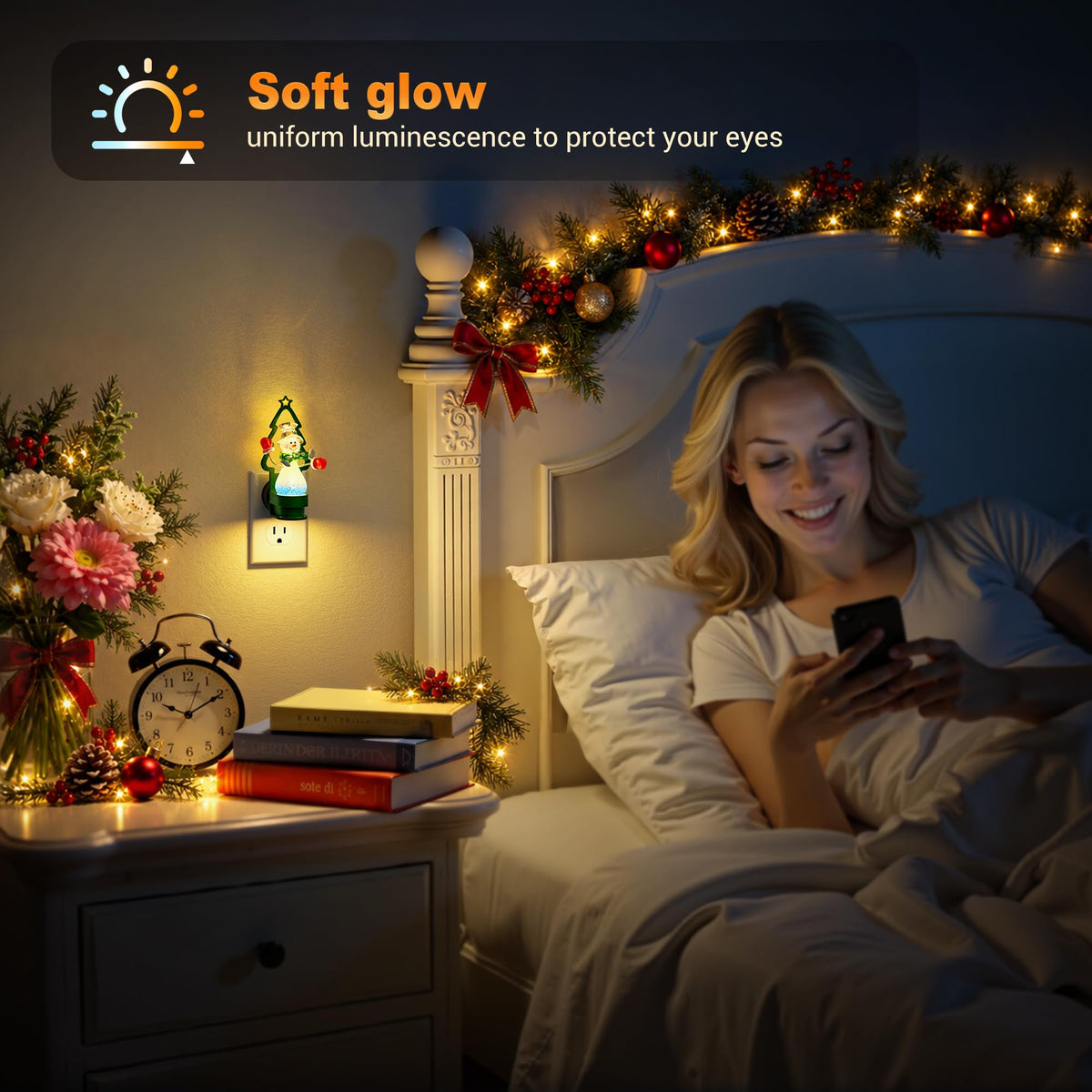 Christmas Snowman & Green Tree Night Lights Plug into Wall (Christmas Tree - RGB / 1 Pack)