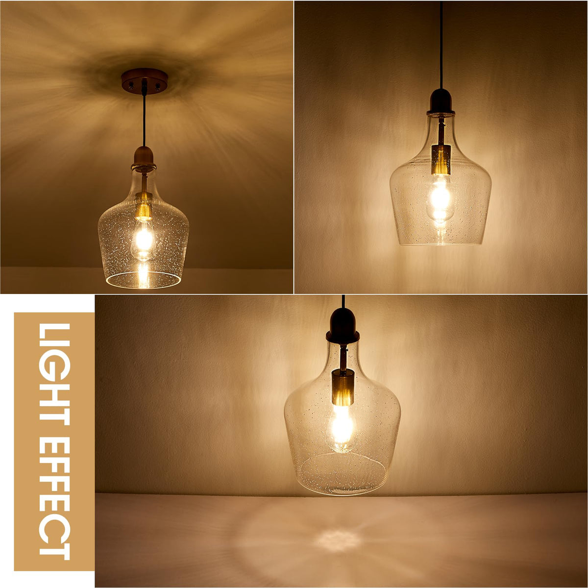 9” Seeded Glass Pendant Light Modern Brass 1 Light Single Dome Bubble Pendant Lighting Fixtures for Kitchen Island Dining Room Hallway (Brass-Seeded)