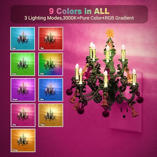 Christmas RGB Pendant Night Lights Plug into Wall (Christmas chandelier-RGB / 2 Pack)