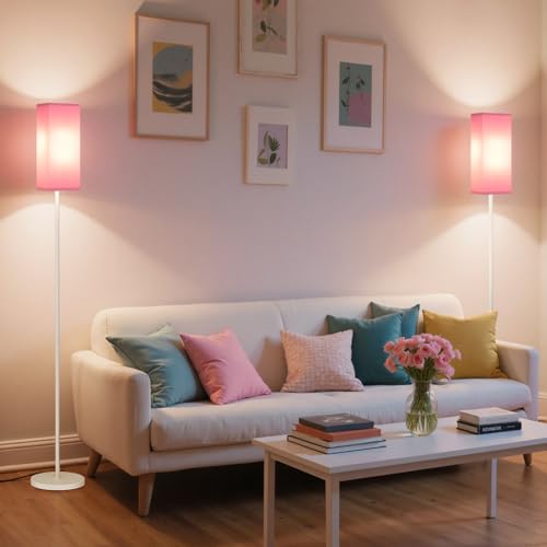 64.6" Floor Lamp (Pink + White)