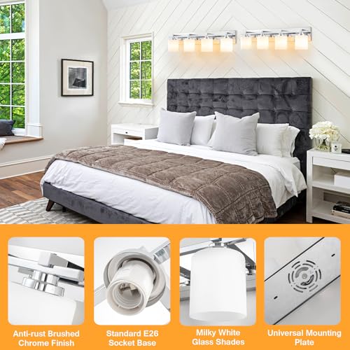 Modern Bathroom Light Fixtures Over Mirror (Chrome / 27.16 inch-4-Light)