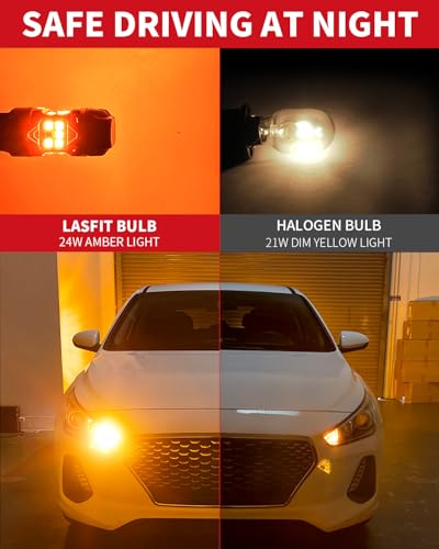 7440 LED Bulb Anti Hyper Flash Canbus 7443 Front or Rear Turn Signal Light 7444na 7441 7444 7440NA W21W WY21W Bulbs No Load Resistor Need (Amber / 7443)