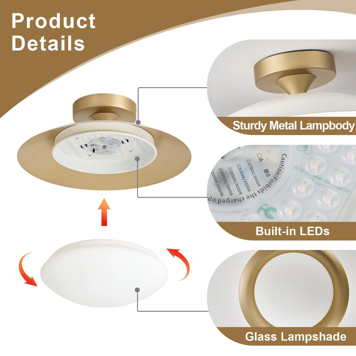 Dimmable Modern Mid (12.6IN / White)