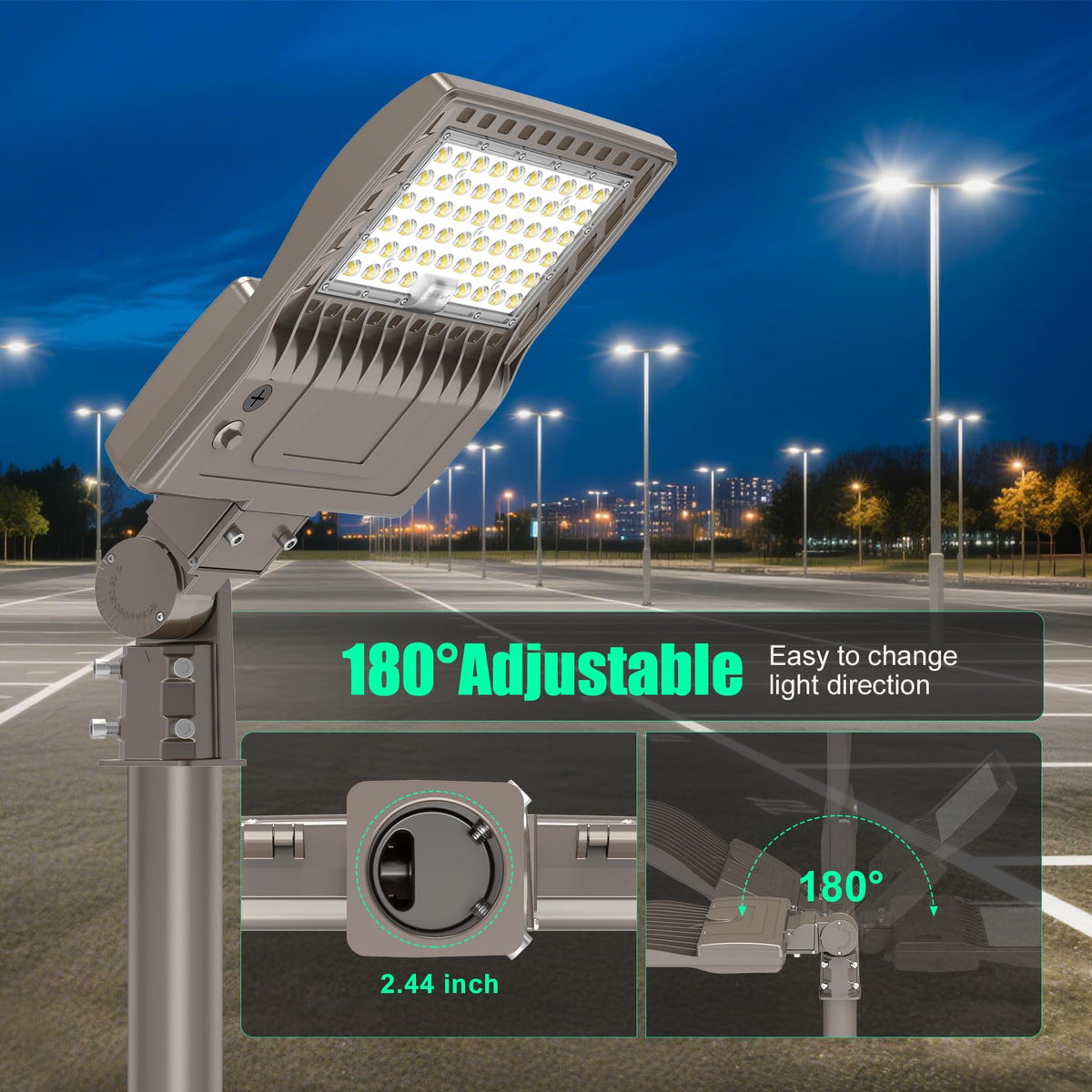 10Pack 480V 240W LED Parking Lot Light Dusk to Dawn 36000LM ETL Listed LED Shoebox Pole Lights 5000K IP65 Waterproof 277 (240W)