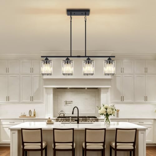 4 Light Modern Crystal Kitchen Island Lighting
