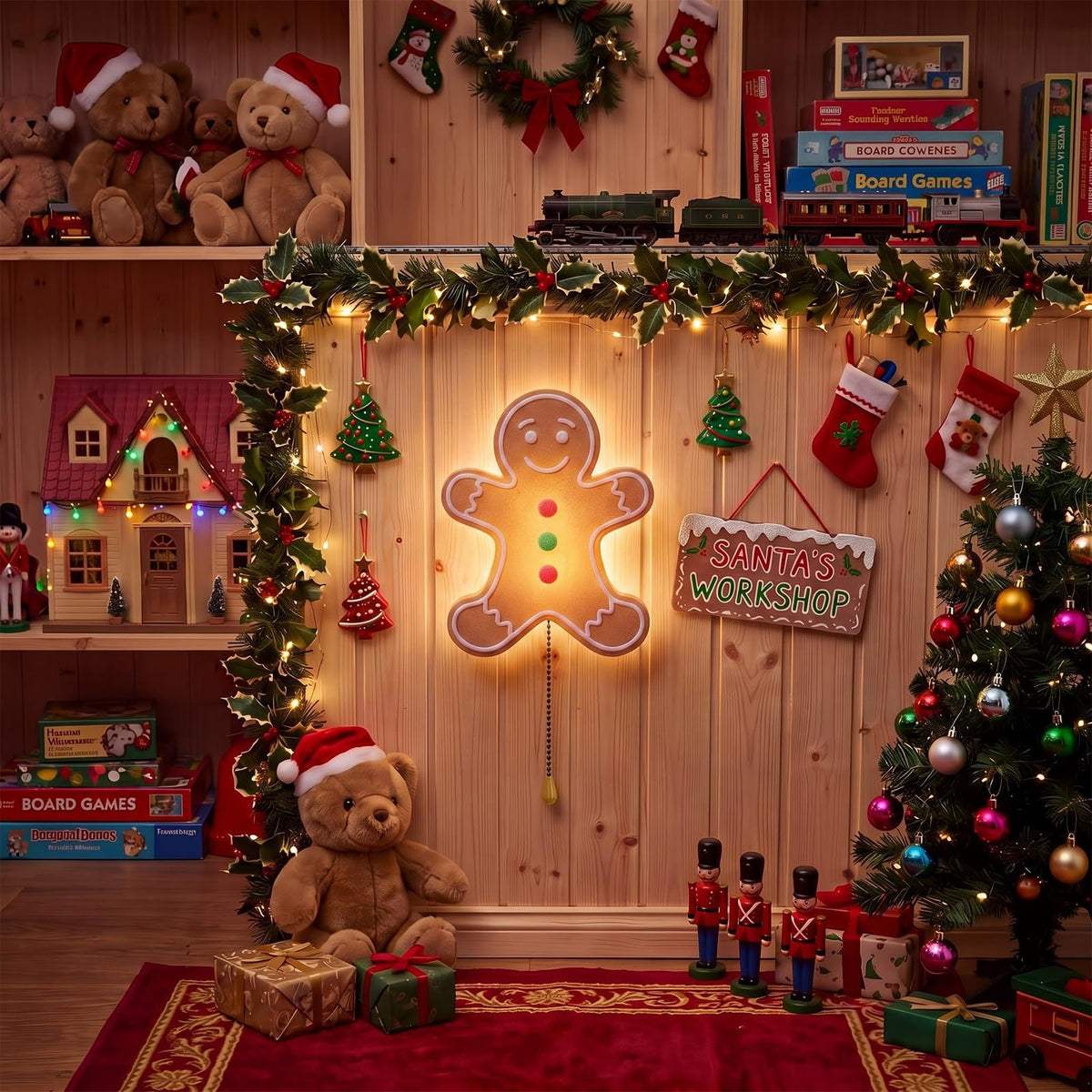 Gingerbread Man Christmas Night Light Wall Lamp Nursery Lighting (Gingerbread Man)