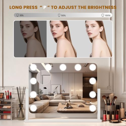 Vanity Mirror with Lights (White / 17"L x 12"W)