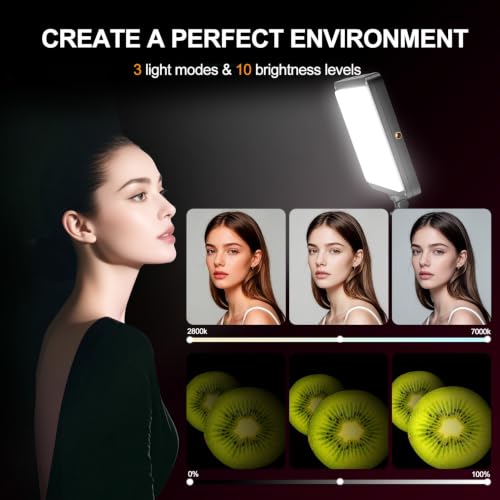 1 Pack LED Video Light Kit with Phone Holder & Barndoor (15W / 29-73inch(1 Pack))