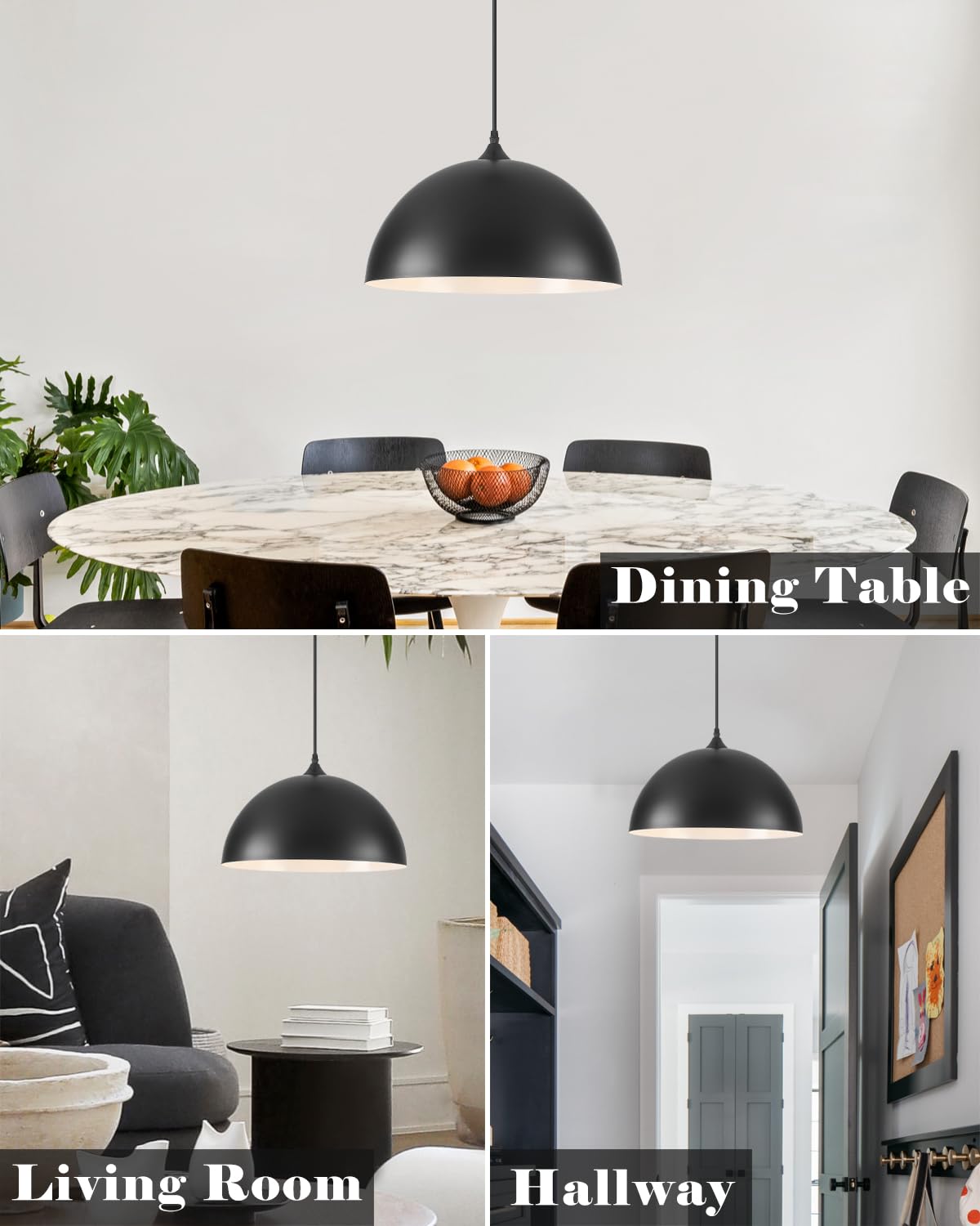 Large Pendant Lights Kitchen Island (Black+White / 16"x2)